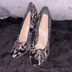 Cato Black/Silver/Gold Floral Women's Shoes